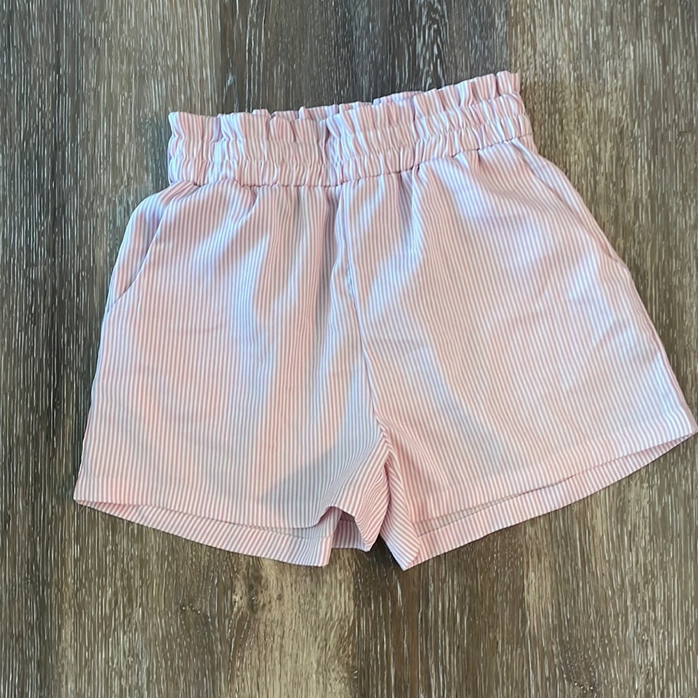 Pink striped comfy shorts.